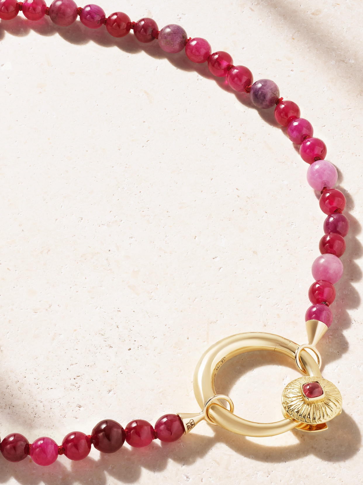Marla Aaron Flower Musgrave Lock 14-karat Gold, Ruby And Spinel Necklace In Multi