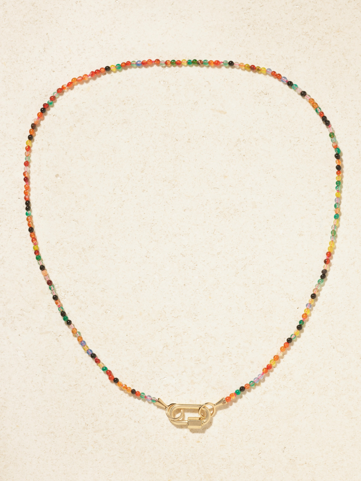 Marla Aaron Itty Bitty Strand + Babylock 14-karat Gold Agate Necklace