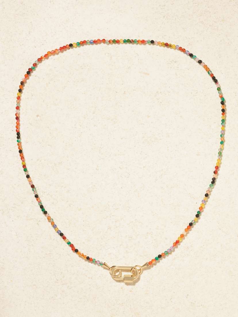 Marla Aaron Itty Bitty Strand + Babylock 14-karat Gold Agate Necklace