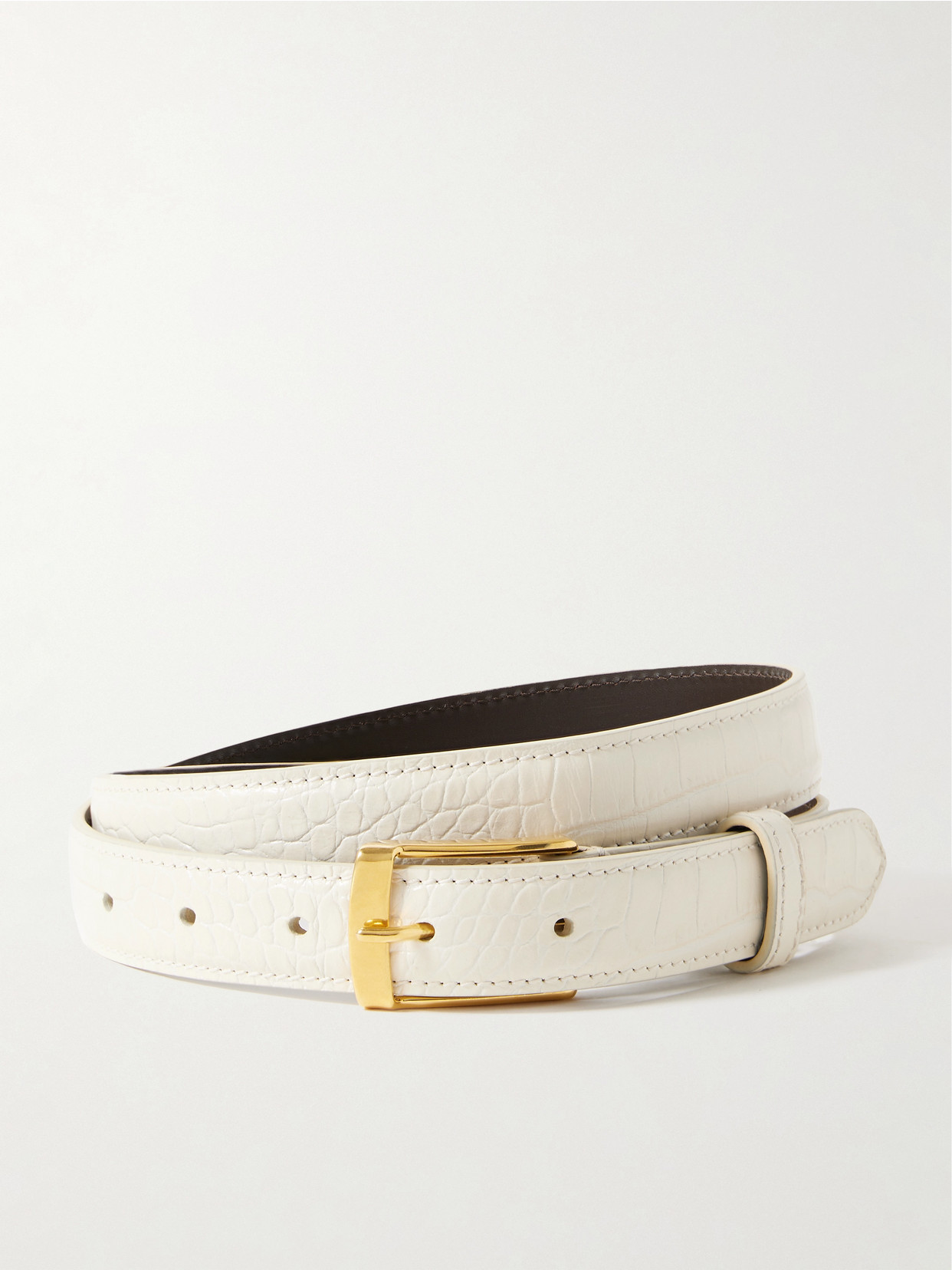 Nili Lotan Dana Croc-effect Leather Belt In White
