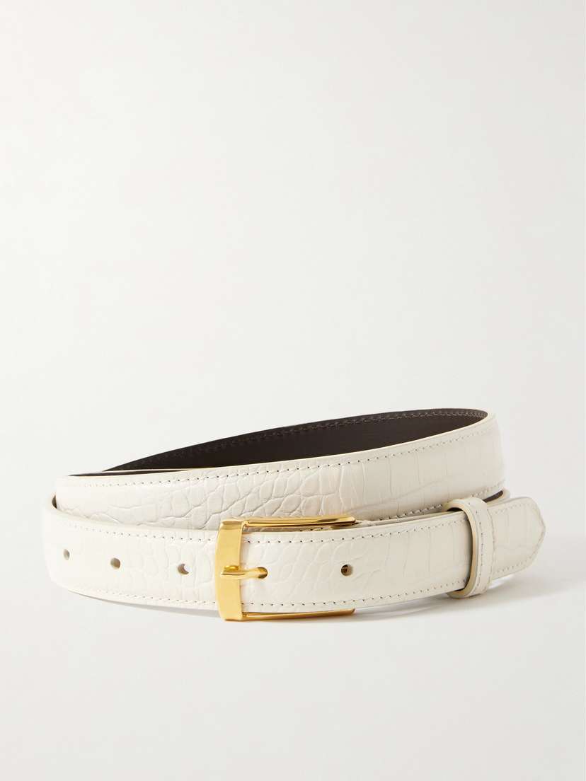 Nili Lotan Dana Croc-effect Leather Belt