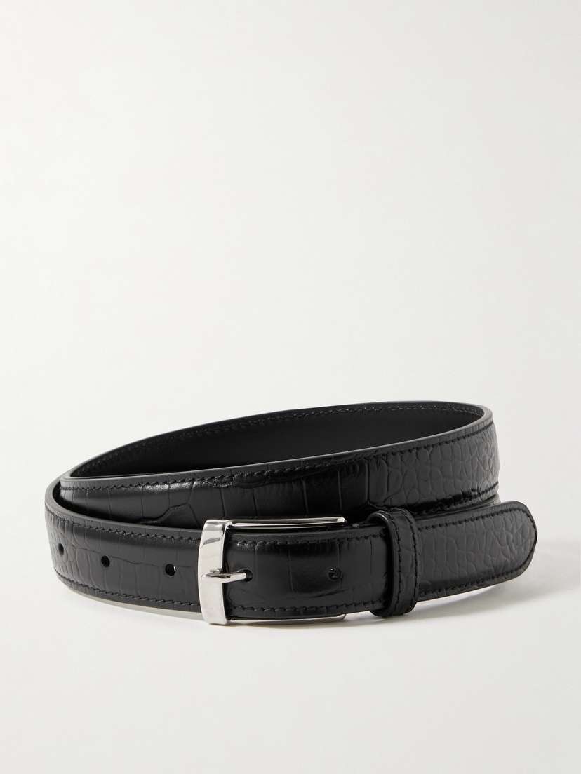 Nili Lotan Dana Croc-effect Leather Belt