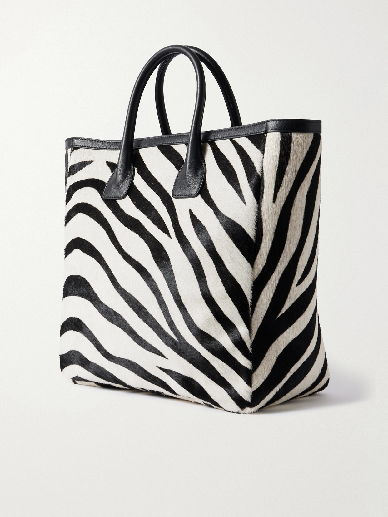 Freddie Leather-Trimmed Zebra-Print Calf Hair Tote
