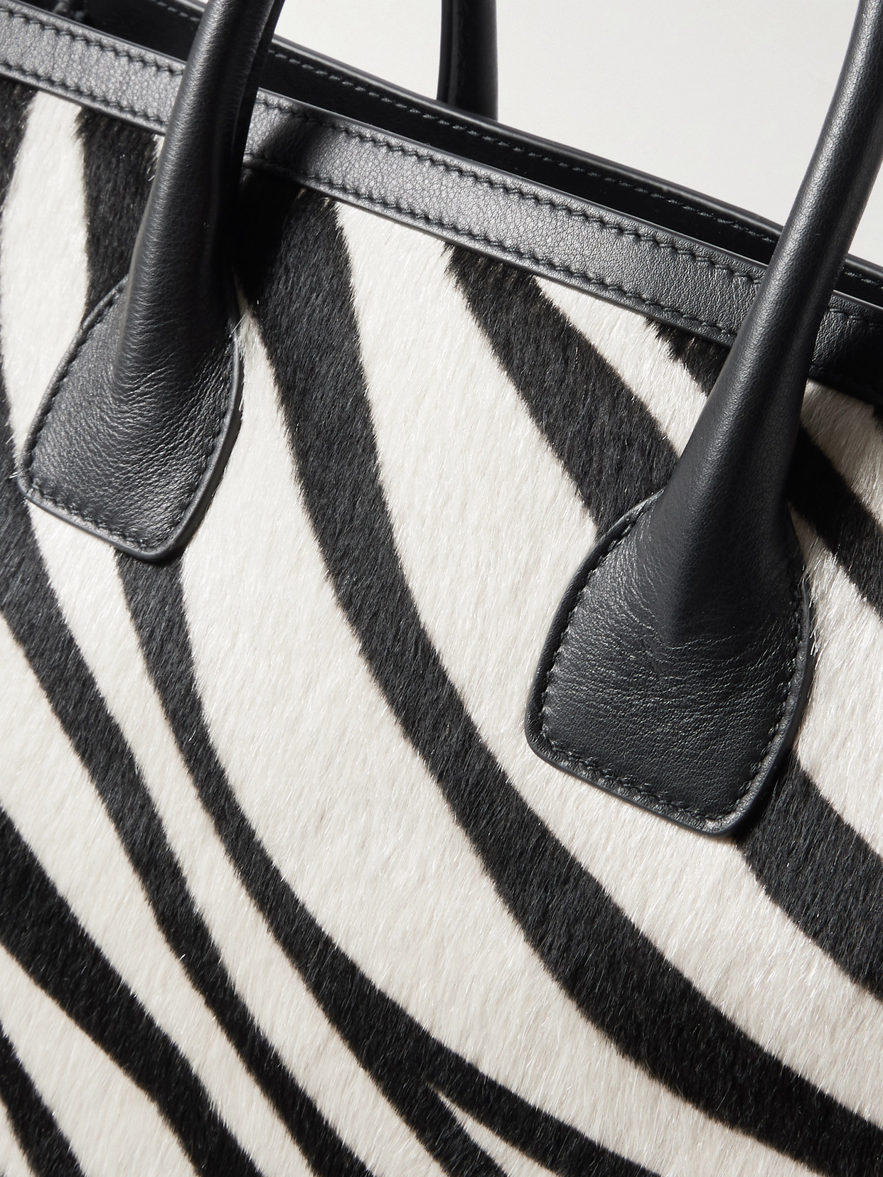 Freddie Leather-Trimmed Zebra-Print Calf Hair Tote