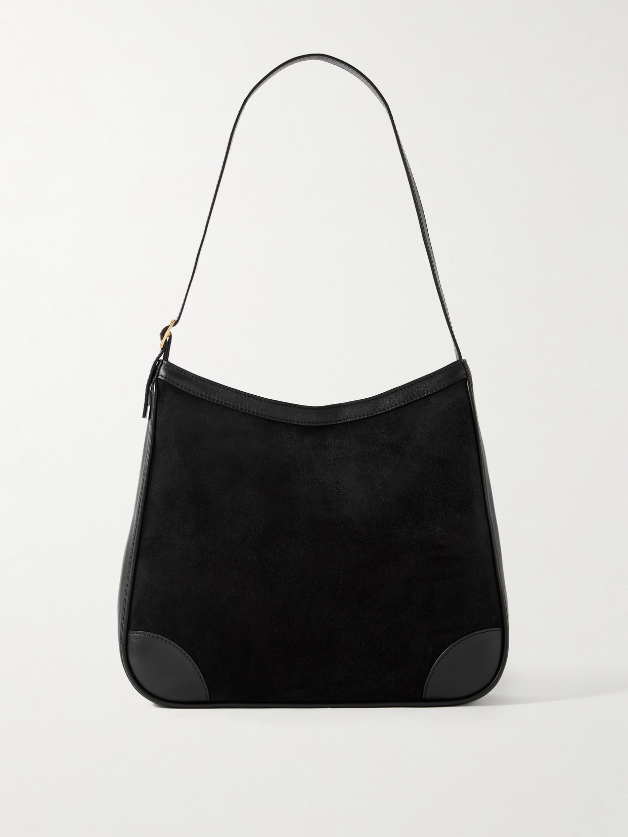 Nili Lotan Abbey Leather-trimmed Suede Shoulder Bag In Black