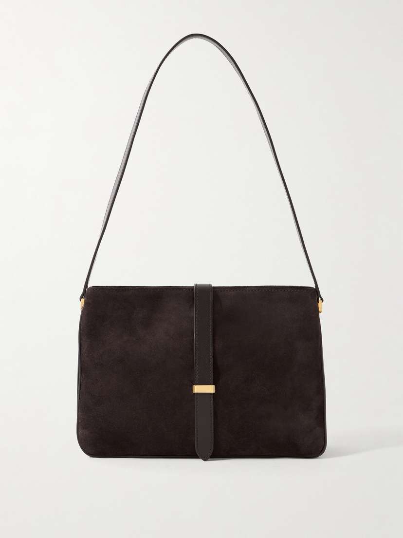 Nili Lotan Jane Leather-trimmed Suede Shoulder Bag