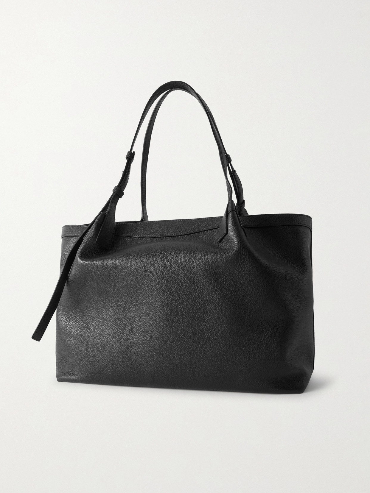 Serapian Secret Textured-leather Tote In Black