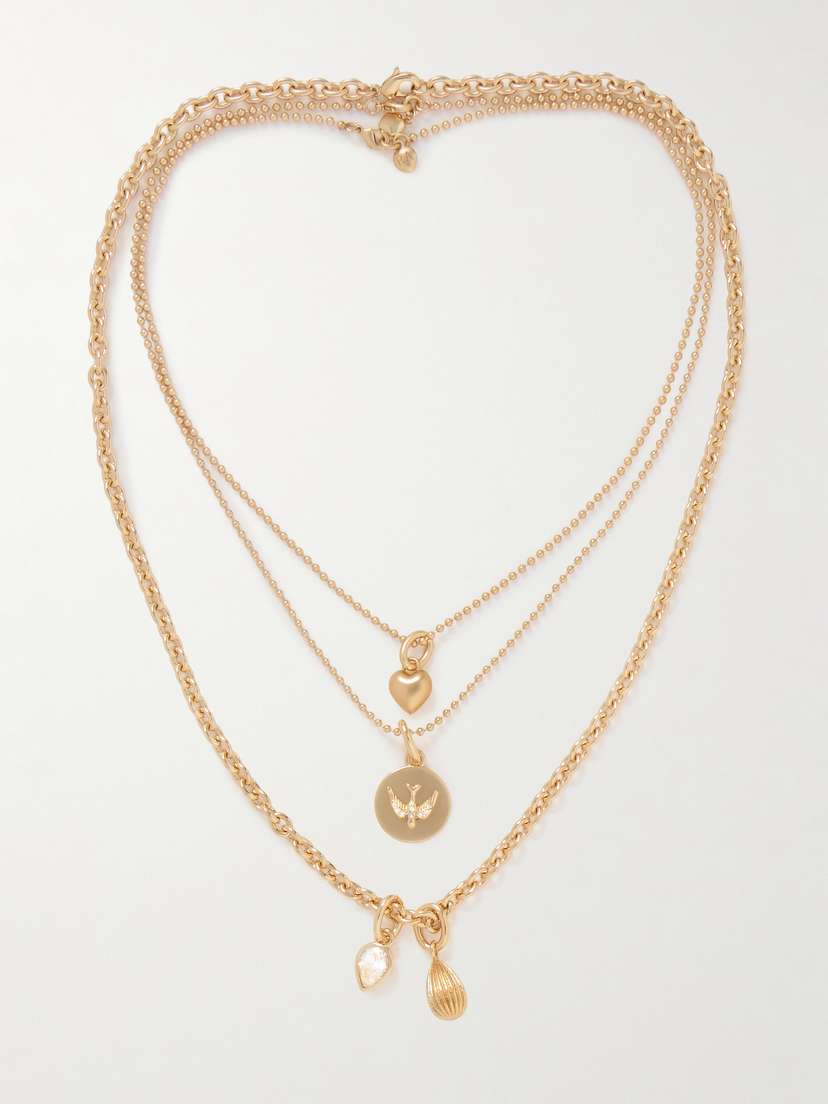 Roxanne Assoulin The Free Spirit Set Of Three Gold-tone And Cubic Zirconia Necklaces