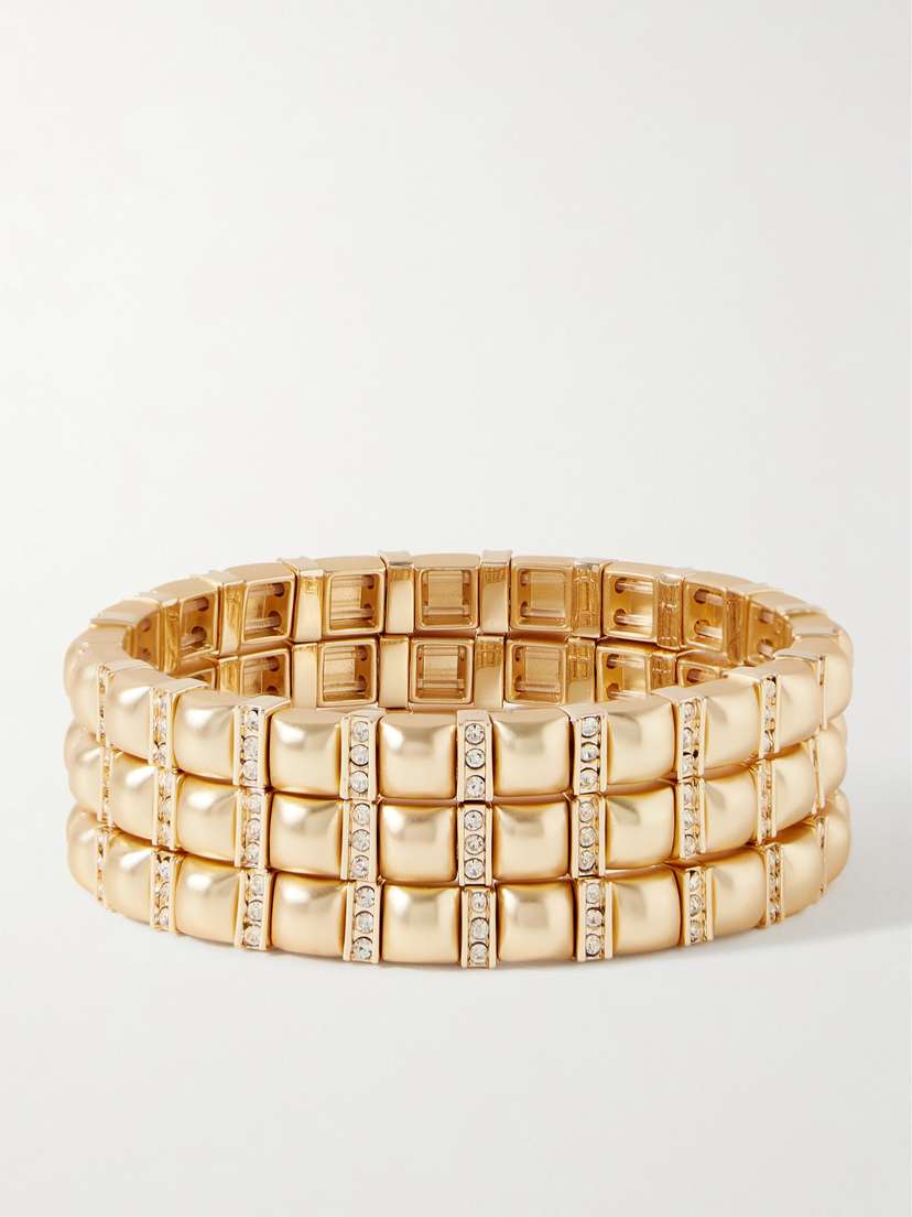 Roxanne Assoulin Set Of Three Gold-tone Crystal Bracelets