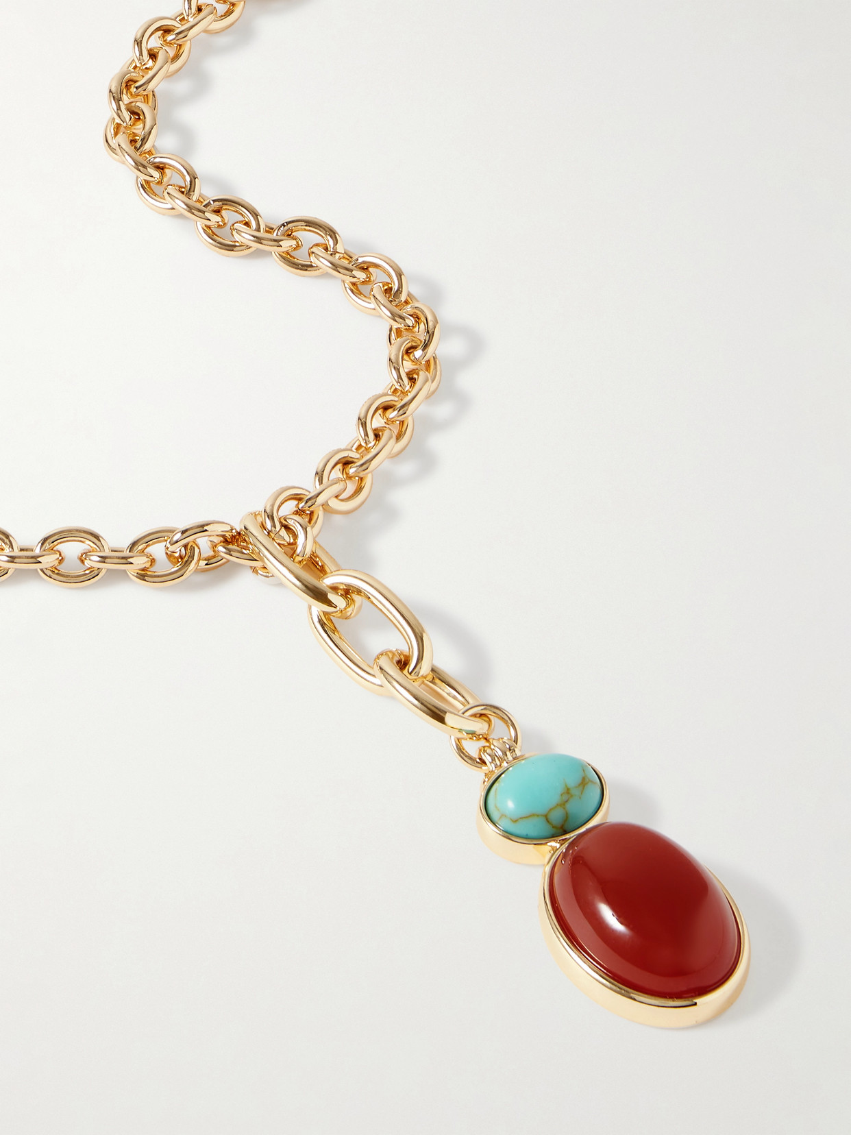 Roxanne Assoulin Gold-tone, Carnelian And Turquoise Necklace In Gold