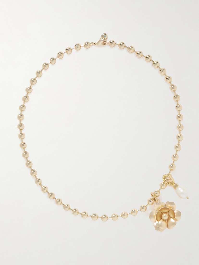 Roxanne Assoulin The Flower Meets The Pearl Gold-tone Pearl Necklace