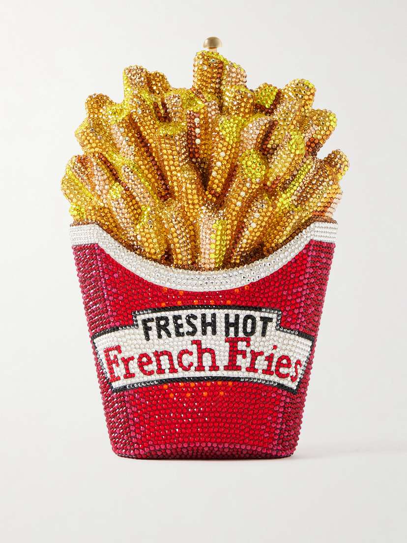 Judith Leiber Couture French Fries Fresh And Hot Crystal-embellished Gold-tone Clutch