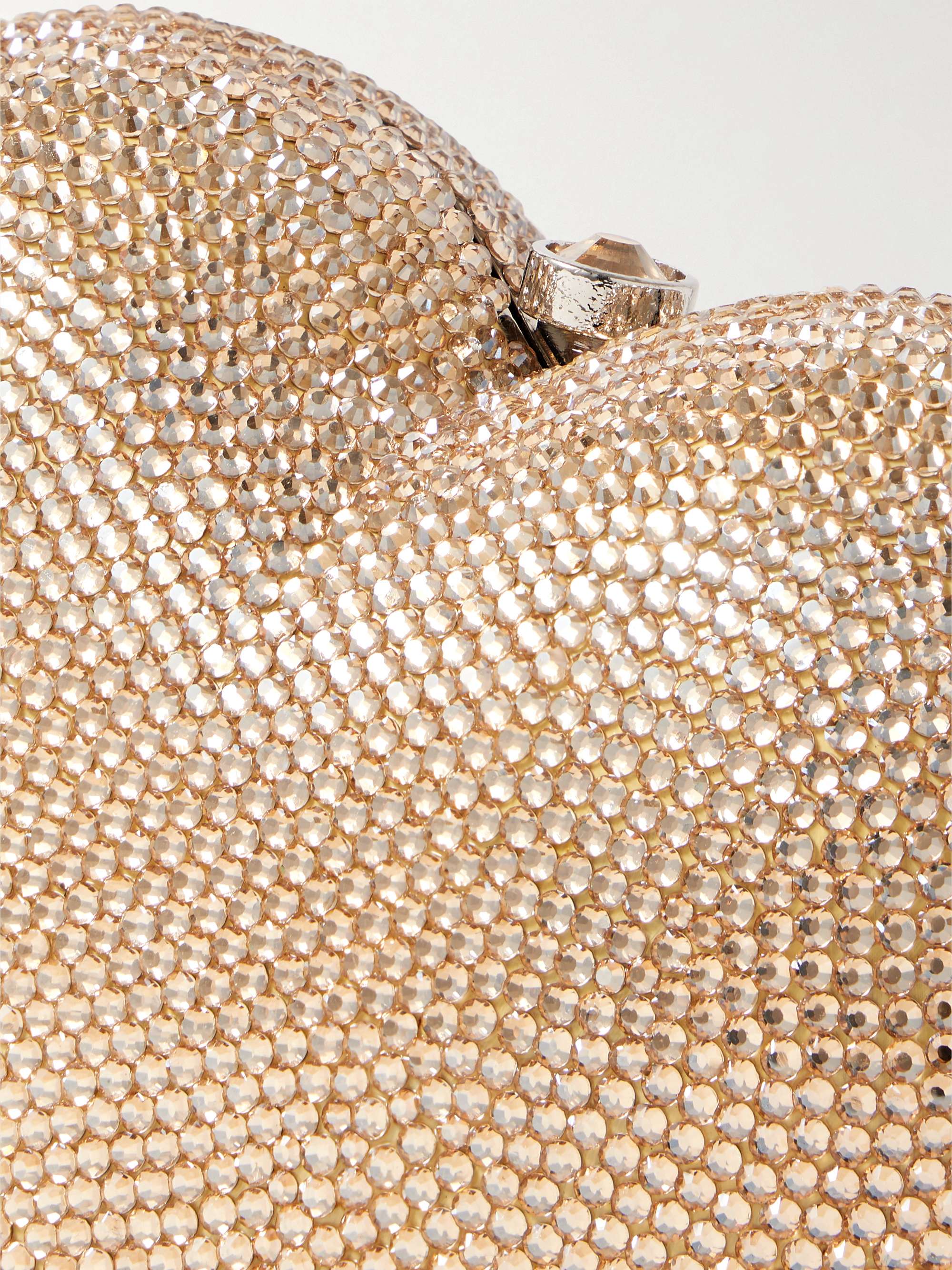 JUDITH LEIBER COUTURE Petit Coeur crystal-embellished silver-tone clutch
