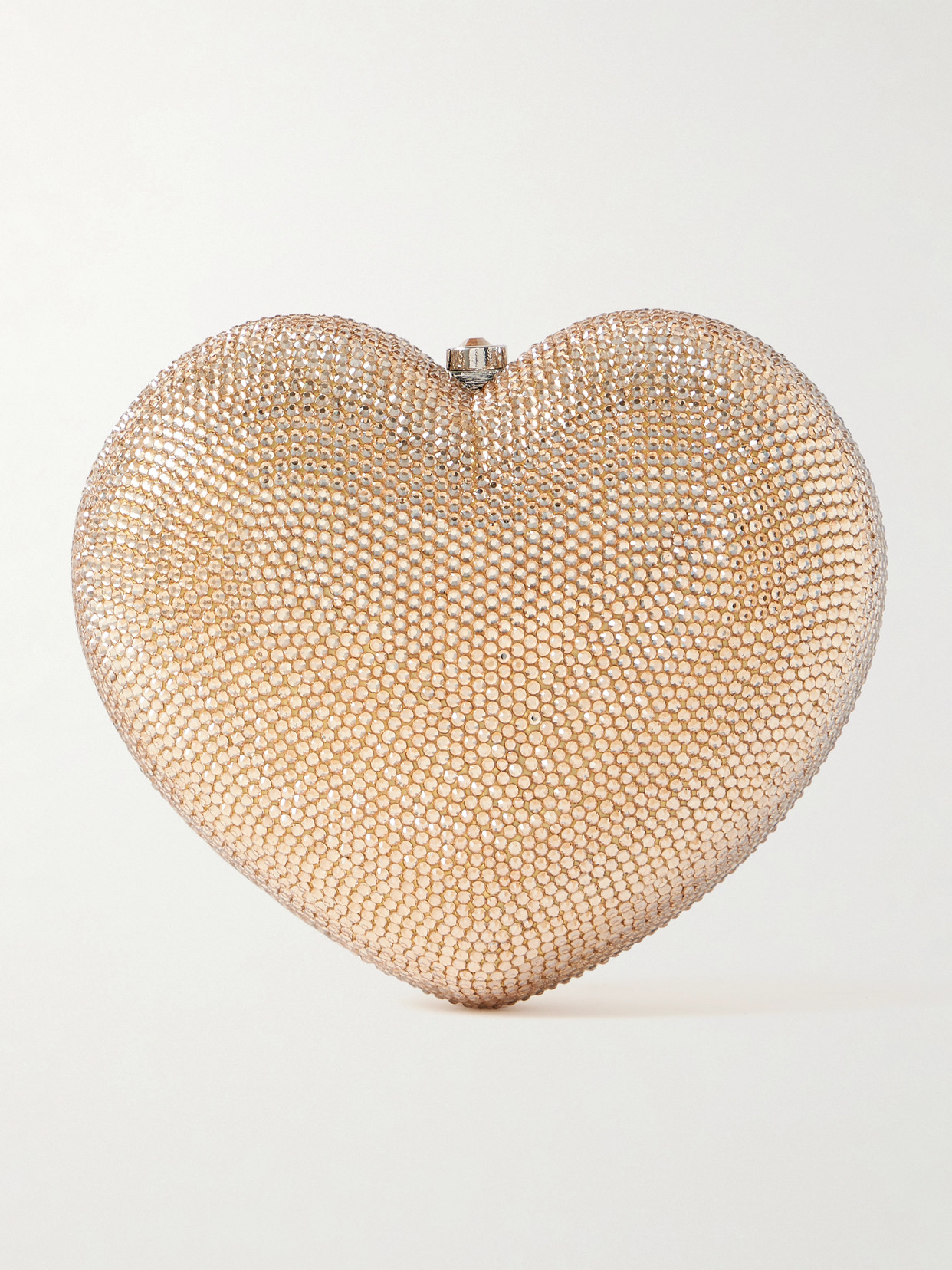 Judith Leiber L'amour Petit Coeur Crystal-embellished Gold-tone Clutch