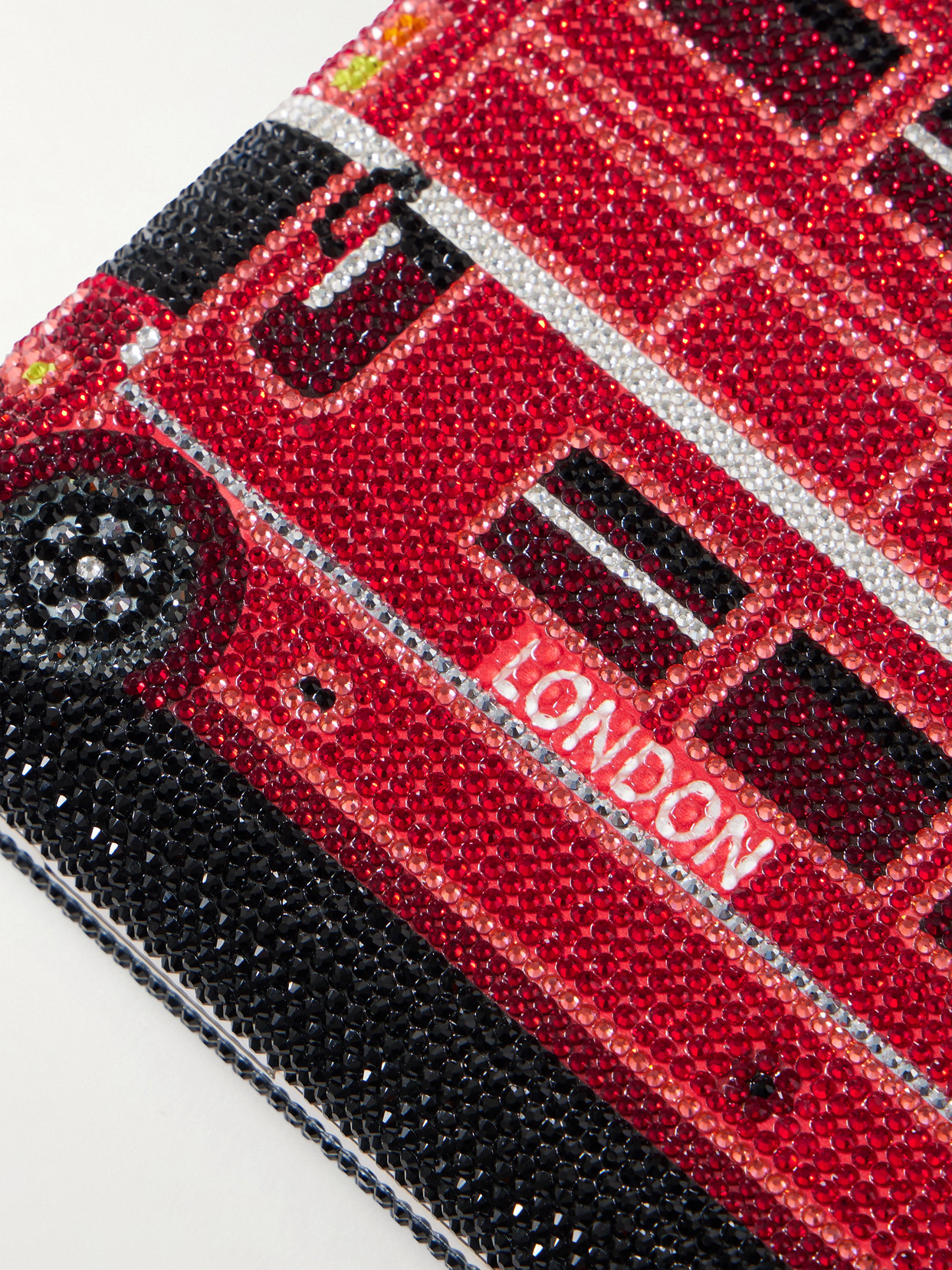 Judith Leiber Double-decker Crystal-embellished Silver-tone Clutch In Red