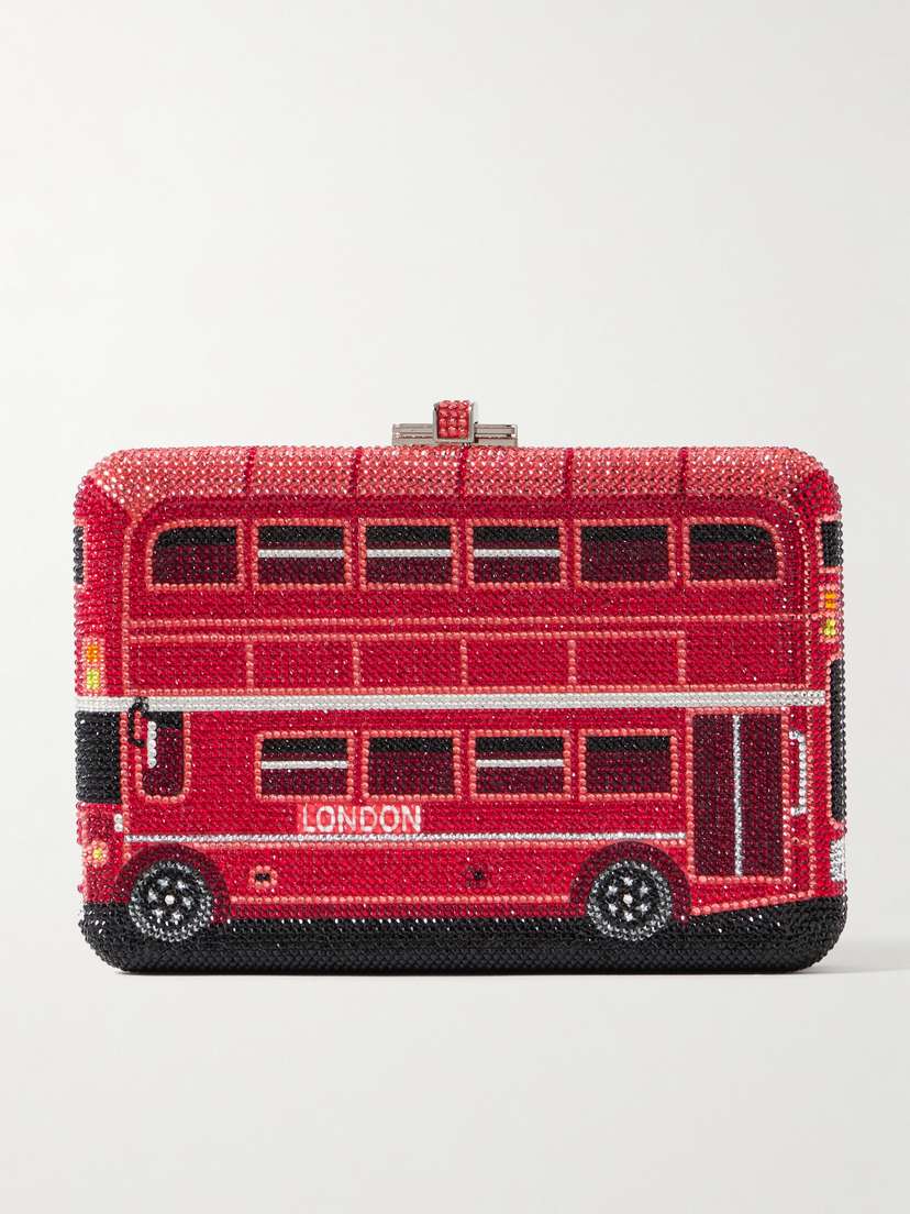 Judith Leiber Couture Double-decker Crystal-embellished Silver-tone Clutch