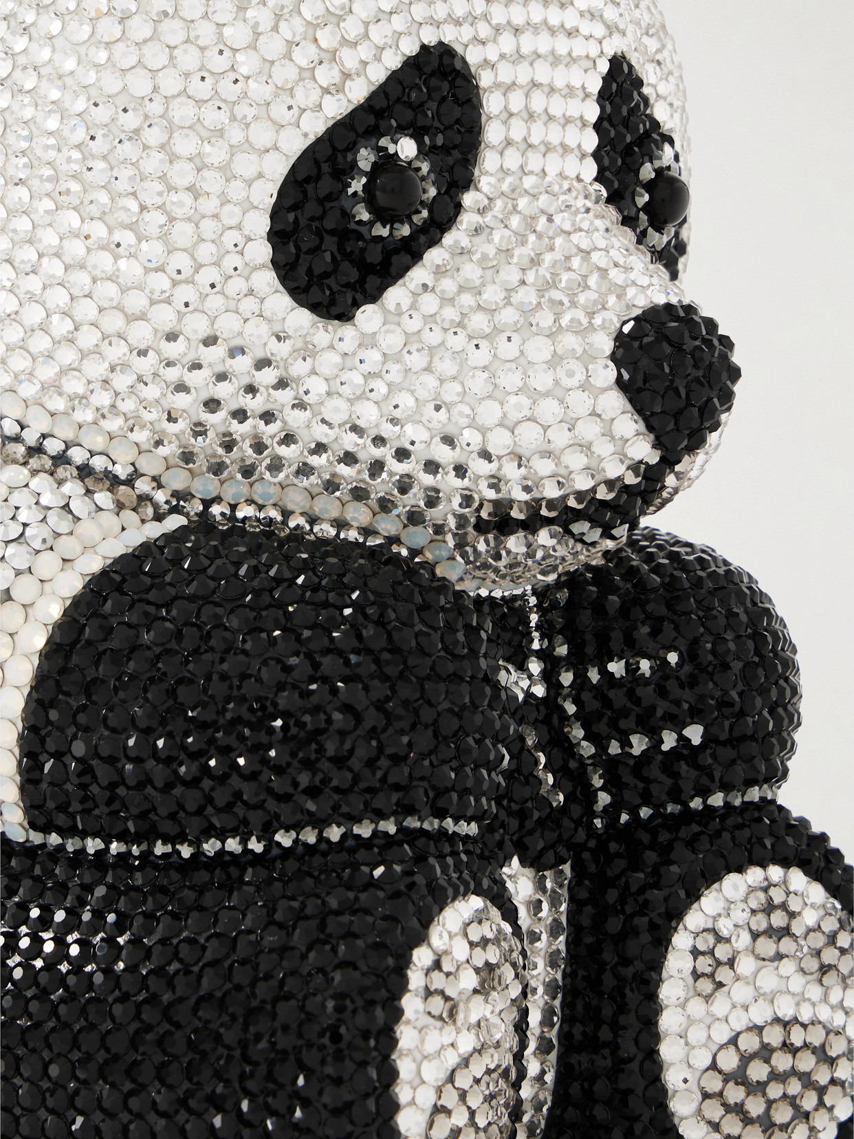 Judith Leiber Teddy Bear Ling Crystal-embellished Silver-tone Clutch In Black