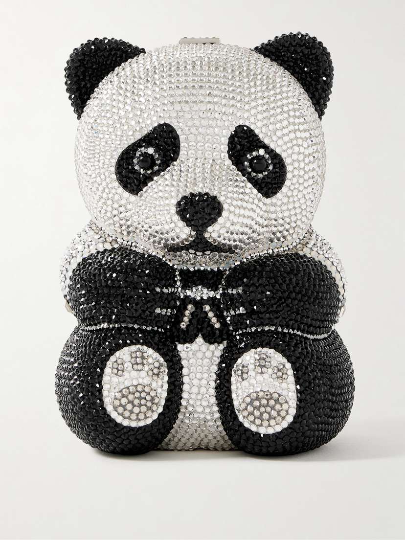 Judith Leiber Couture Teddy Bear Ling Crystal-embellished Silver-tone Clutch