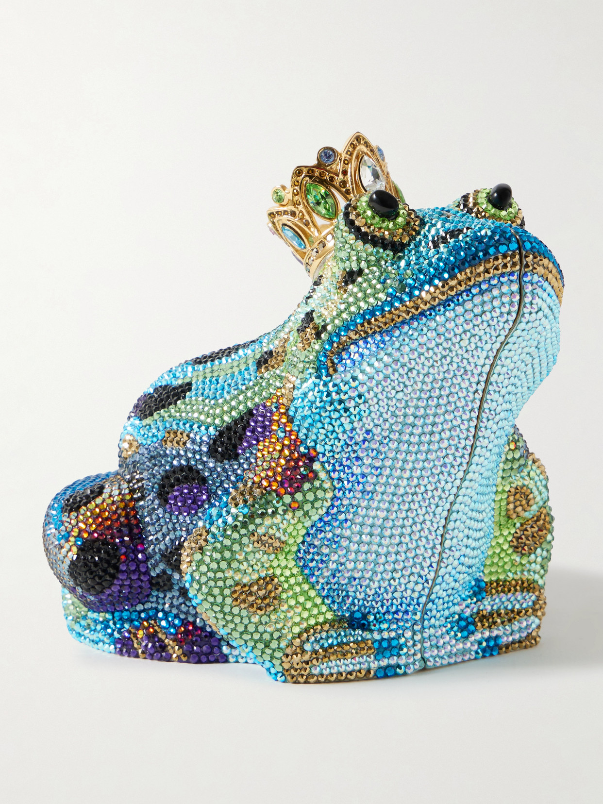 Judith Leiber Prince Charming Crystal-embellished Gold-tone Clutch In Blue
