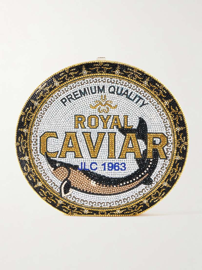 Judith Leiber Couture Royal Caviar Crystal-embellished Silver-tone Clutch