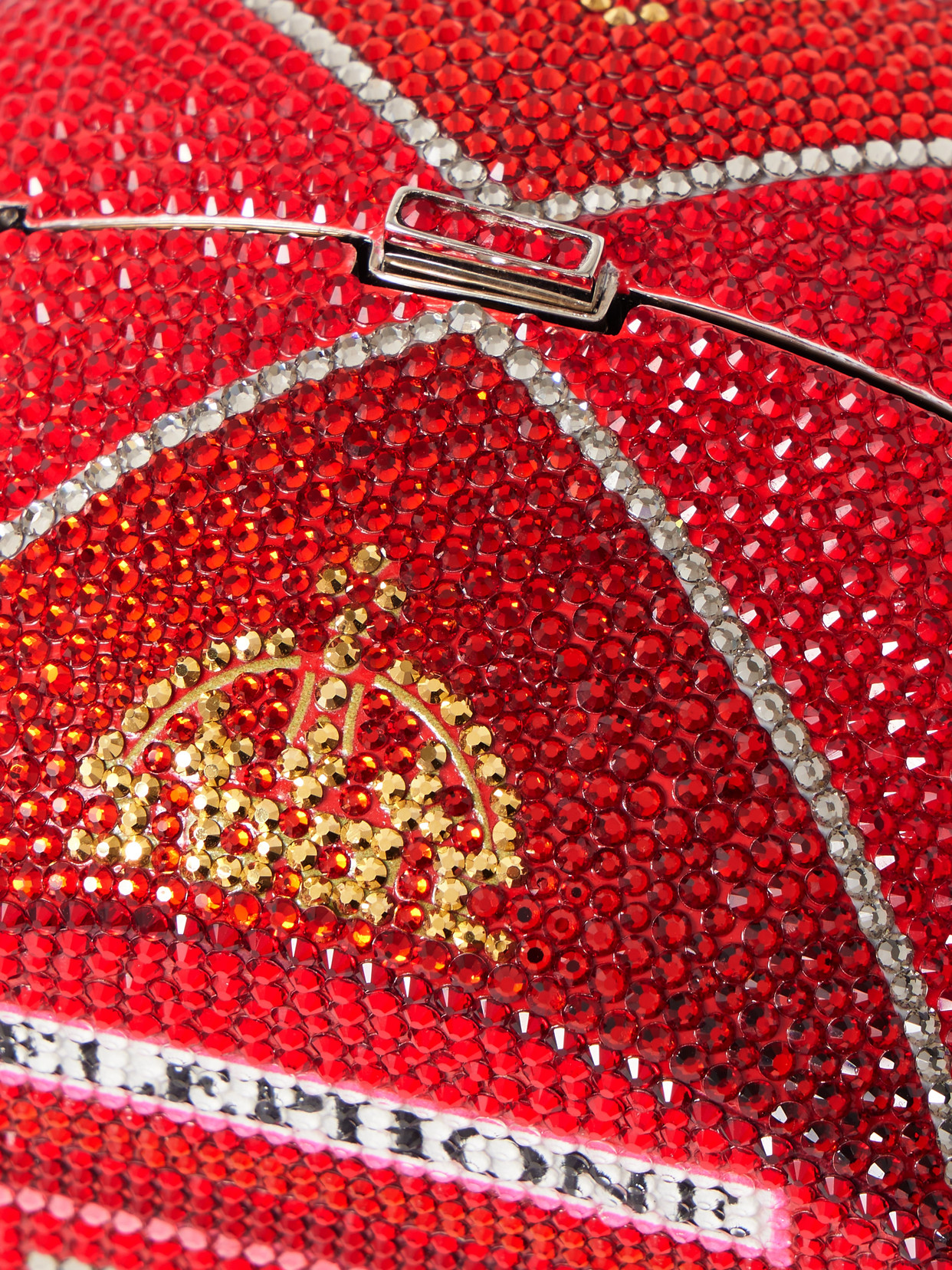 Judith Leiber London Call Crystal-embellished Silver-tone Clutch In Red