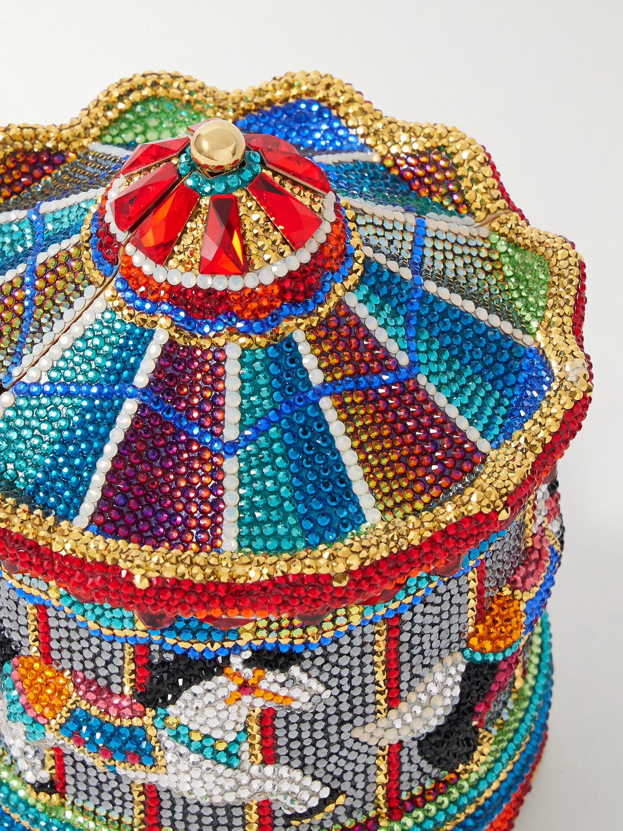 Judith Leiber Jane's Carousel Crystal-embellished Gold-tone Clutch In Red