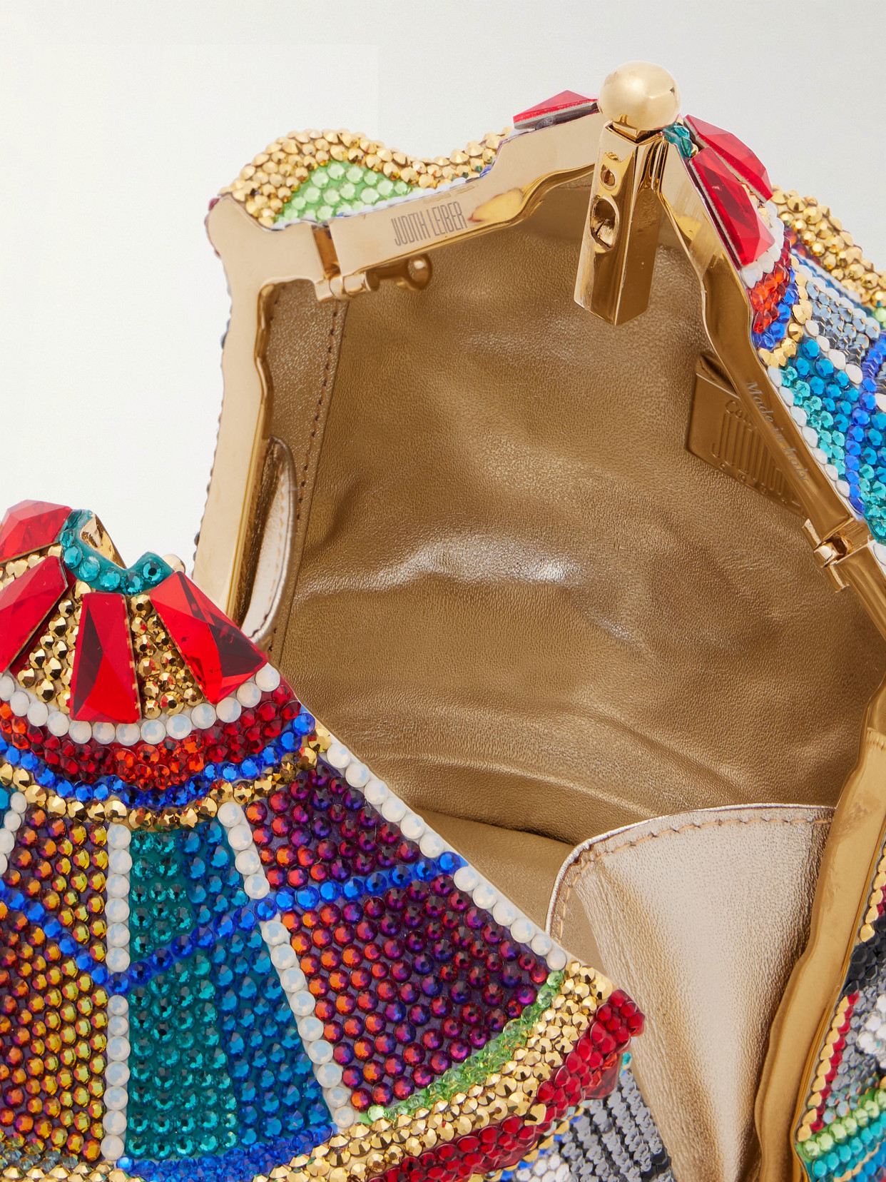 Judith Leiber Jane's Carousel Crystal-embellished Gold-tone Clutch In Red
