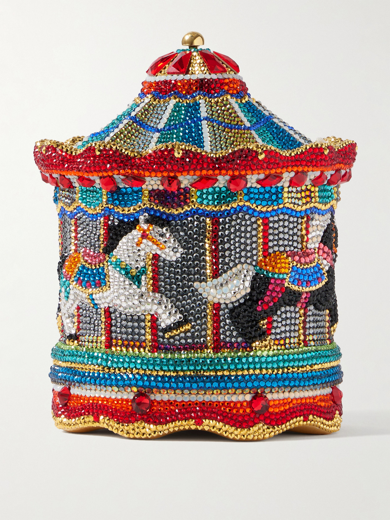 Judith Leiber Jane's Carousel Crystal-embellished Gold-tone Clutch In Red