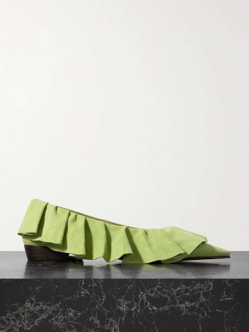 JW Anderson Ruffled Suede Ballet Flats
