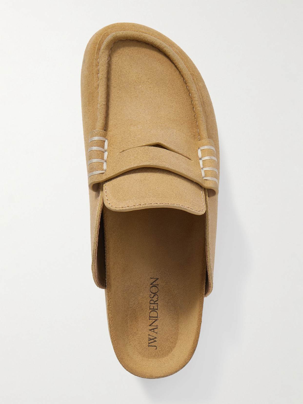 Jw Anderson Stitch Suede Mules In Brown