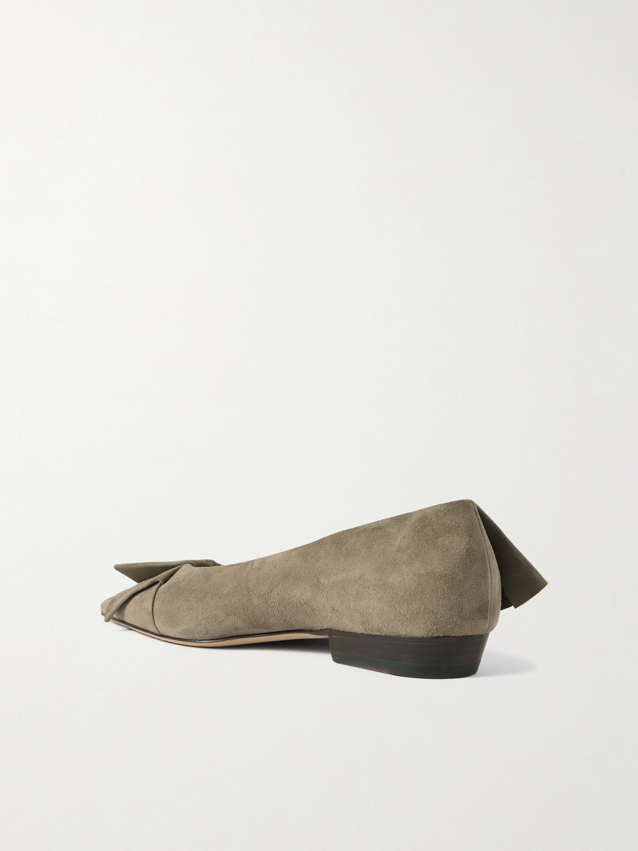 Jw Anderson Ruffled Suede Ballet Flats In Gray