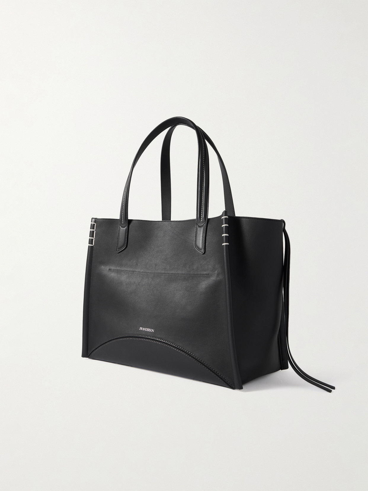Jw Anderson Loafer Cabas Tasseled Leather Shoulder Bag In Black