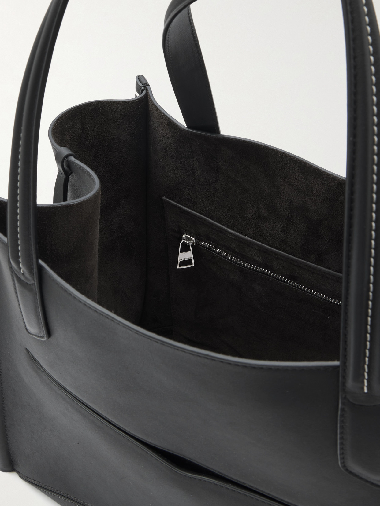 Jw Anderson Loafer Cabas Tasseled Leather Shoulder Bag In Black