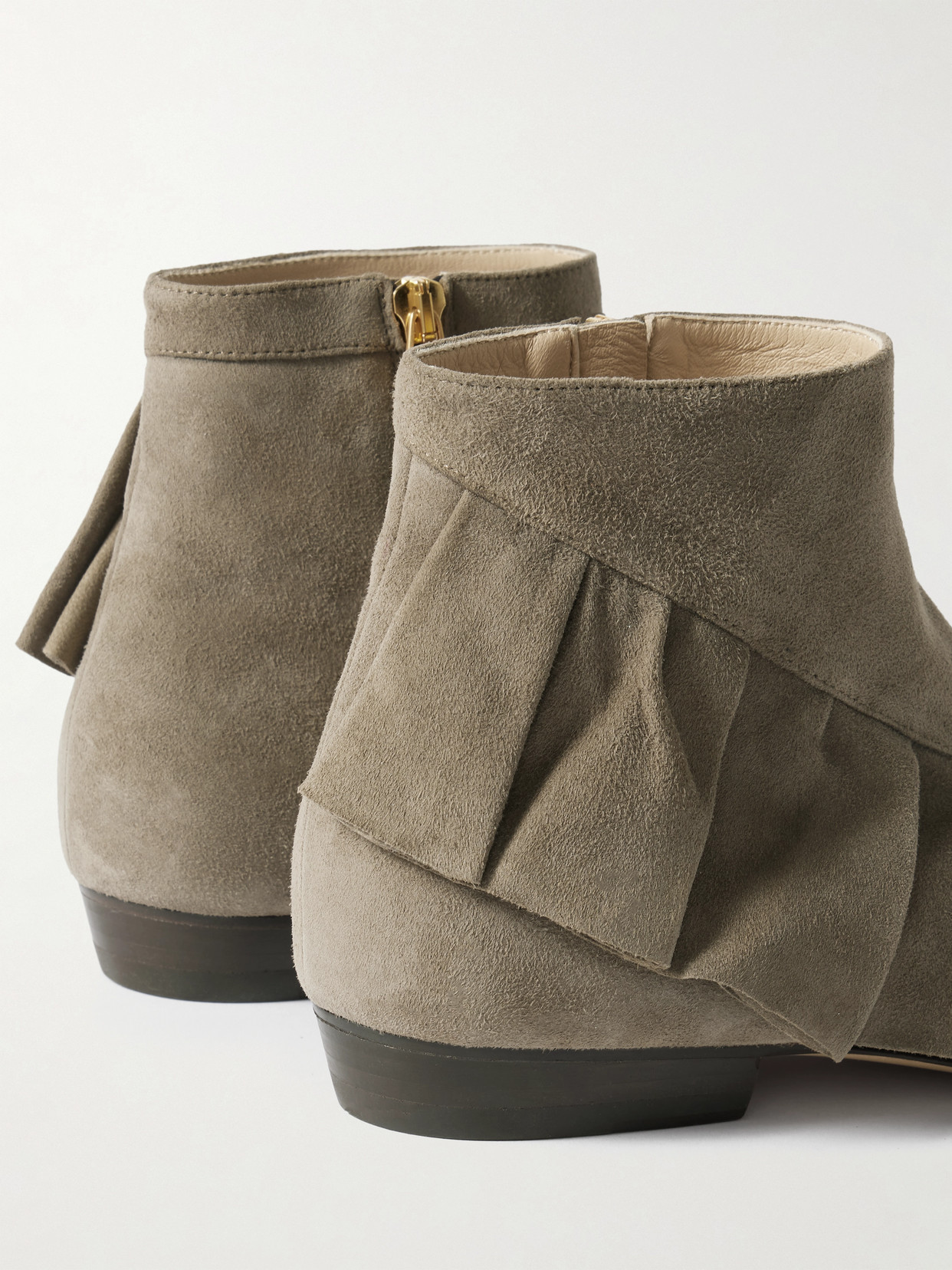 Jw Anderson Ruffled Suede Ankle Boots In Multi