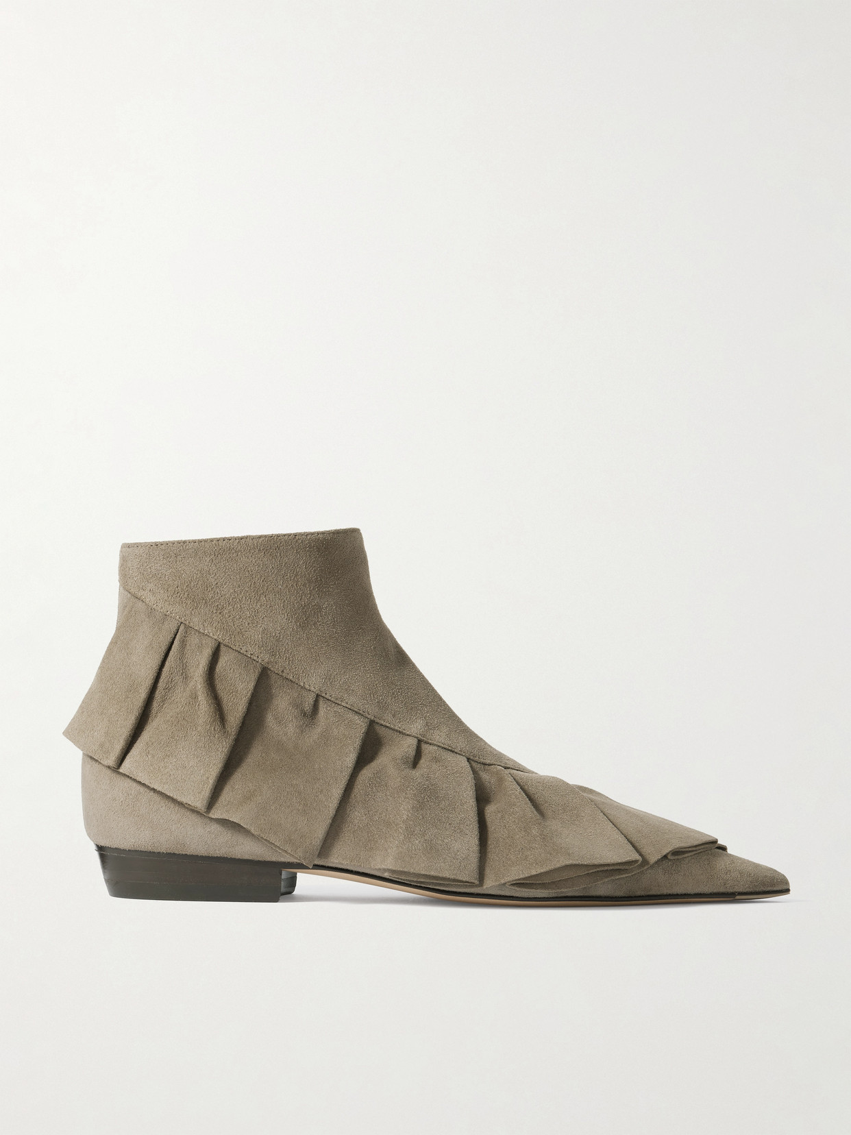 Jw Anderson Ruffled Suede Ankle Boots In Multi