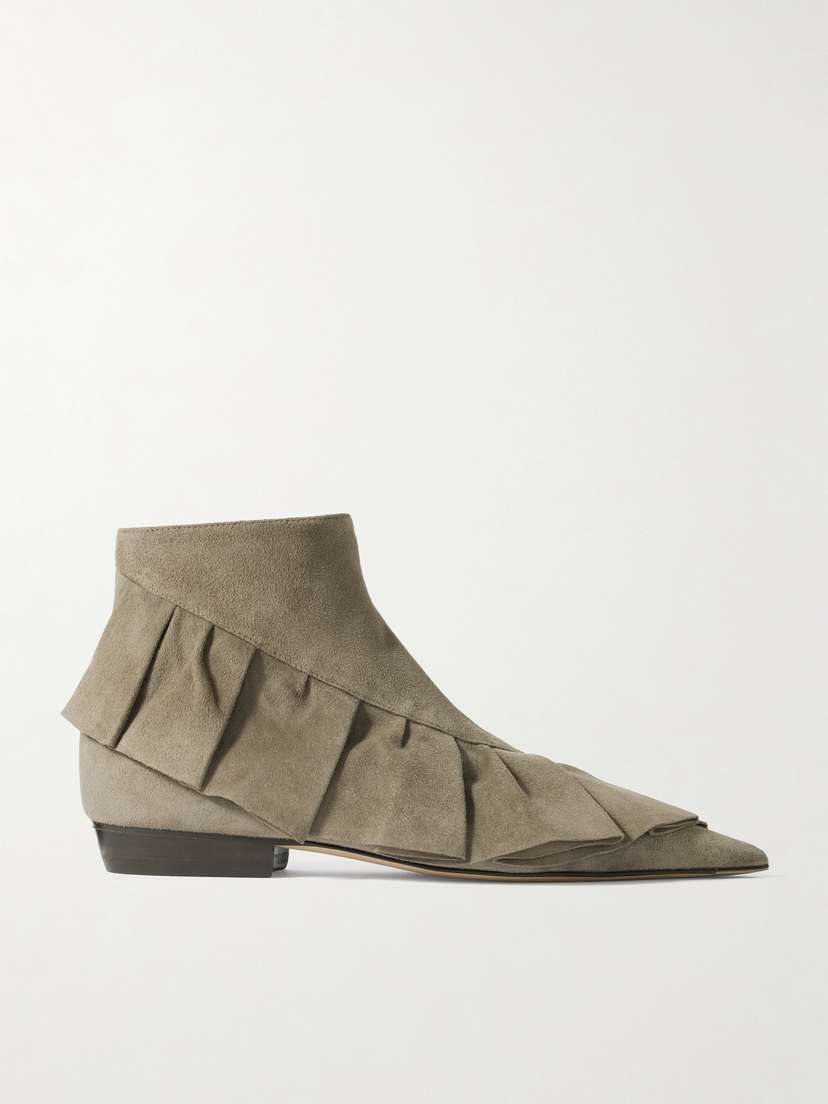 JW Anderson Ruffled Suede Ankle Boots