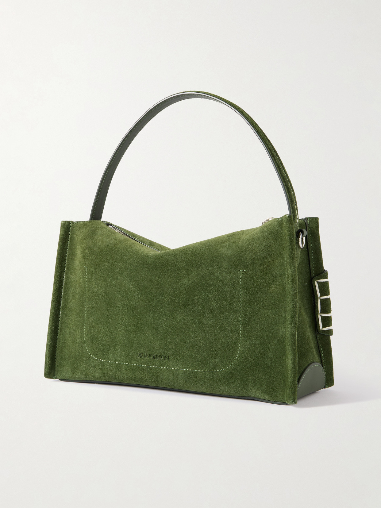 Jw Anderson Loafer Small Suede Shoulder Bag In Green
