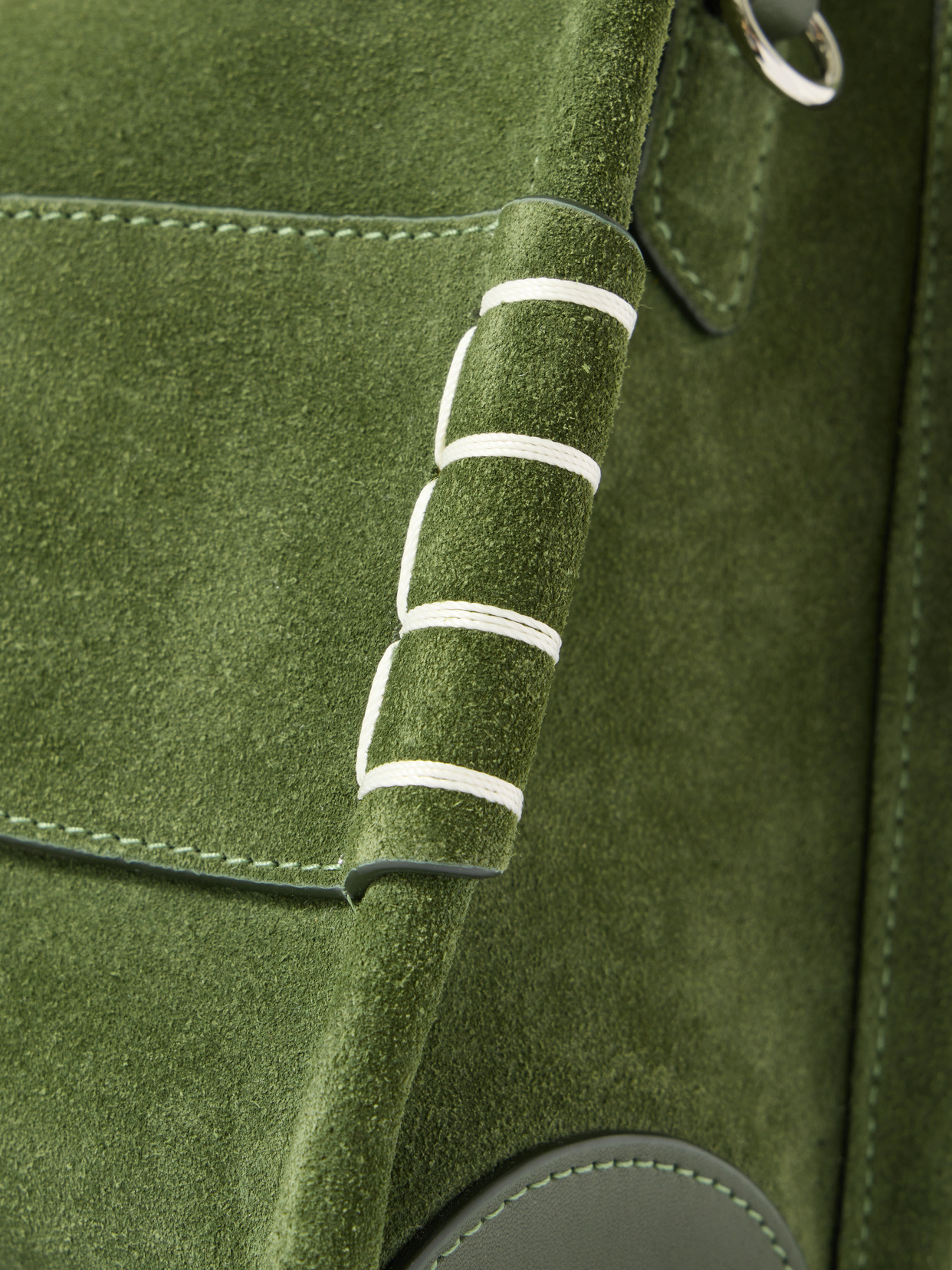 Jw Anderson Loafer Small Suede Shoulder Bag In Green