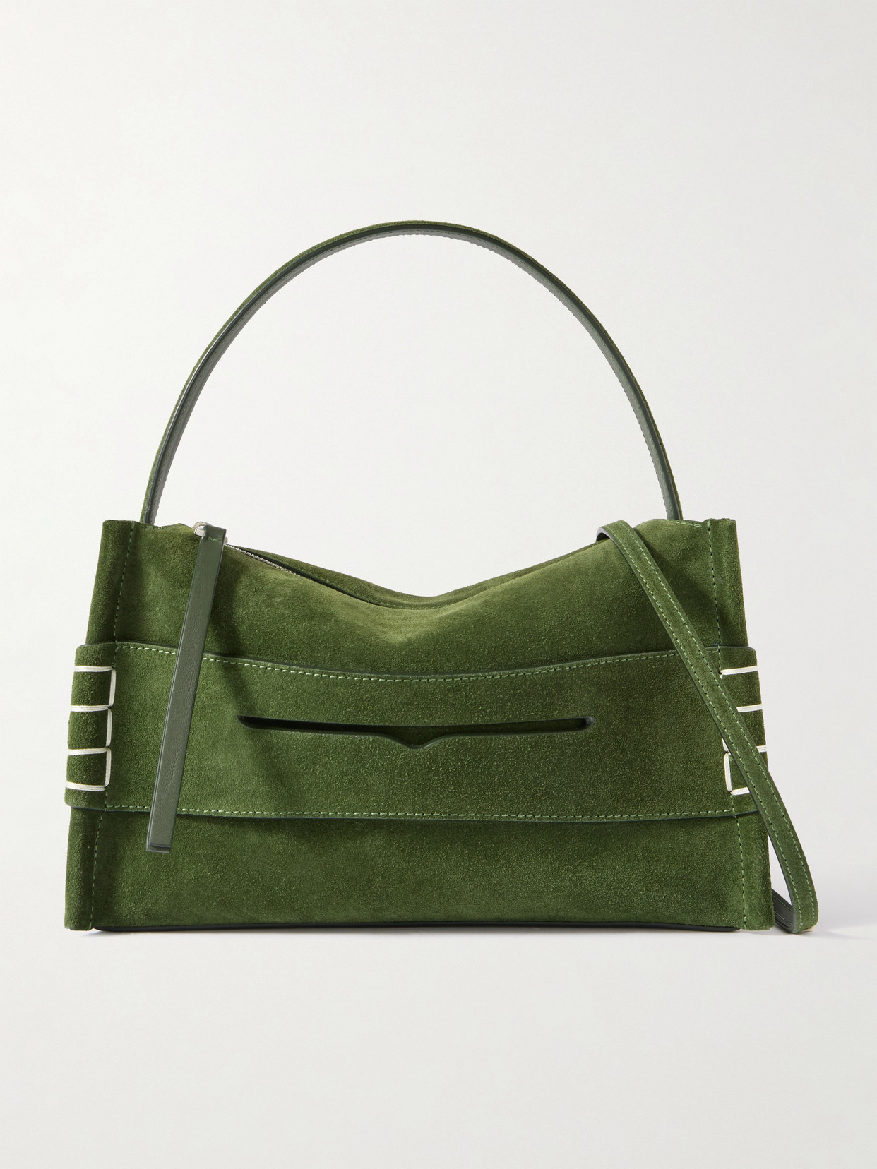 Jw Anderson Loafer Small Suede Shoulder Bag In Green