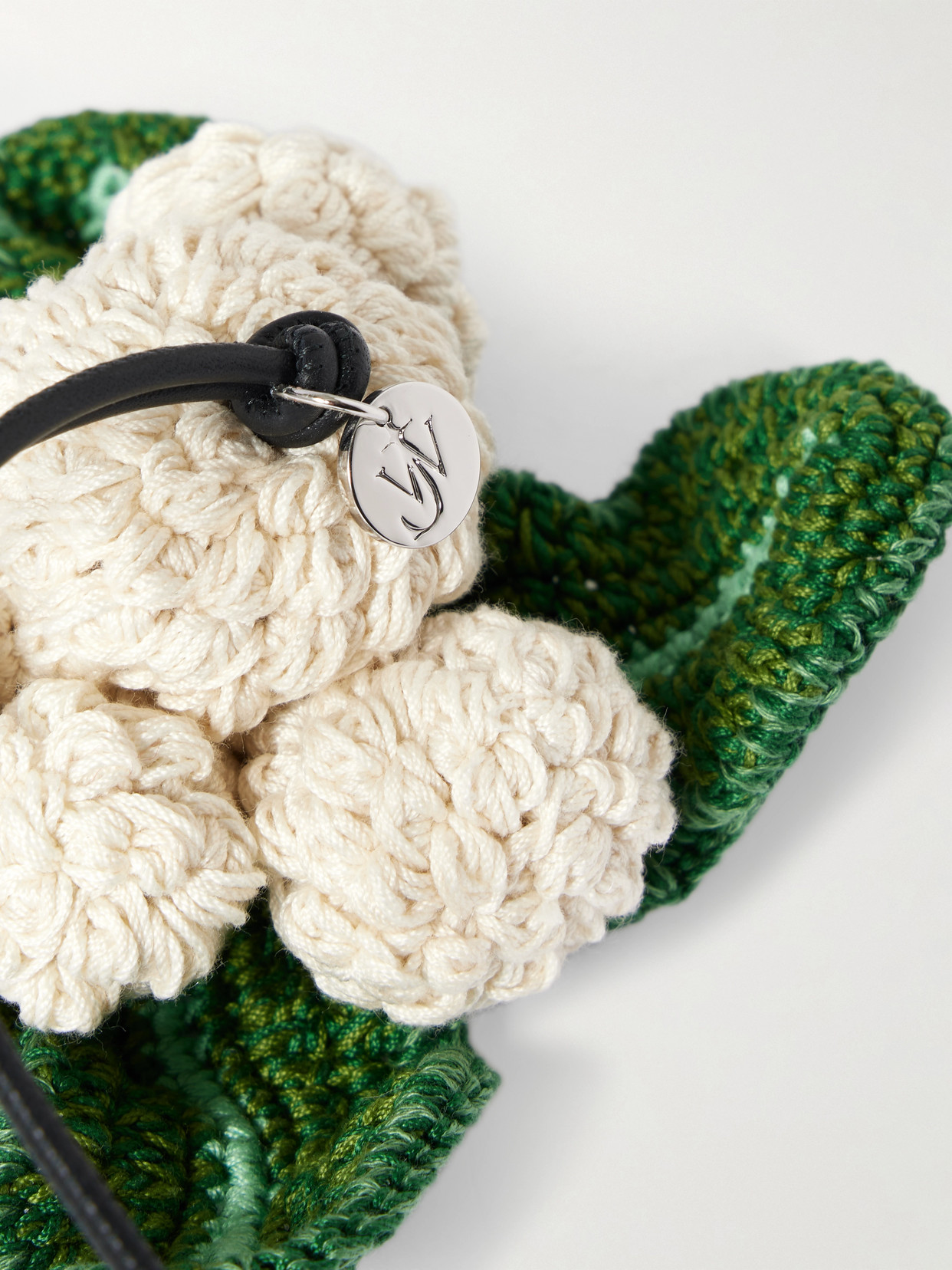 Jw Anderson Cauliflower Crocheted Cotton Bag Charm In Neutral