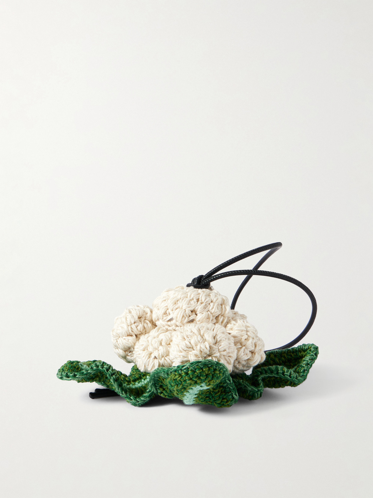 Jw Anderson Cauliflower Crocheted Cotton Bag Charm In Neutral