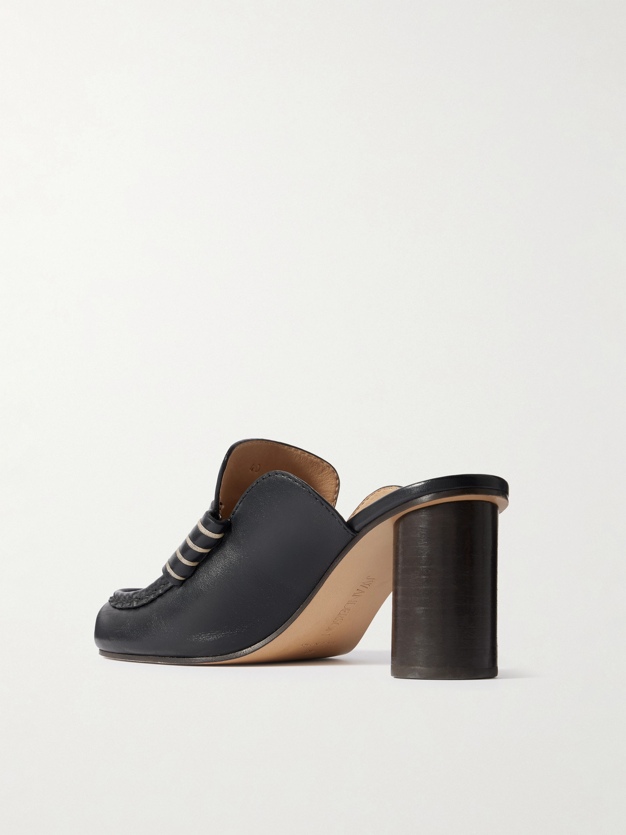 Jw Anderson Loafer Whipstitched Leather Mules In Black