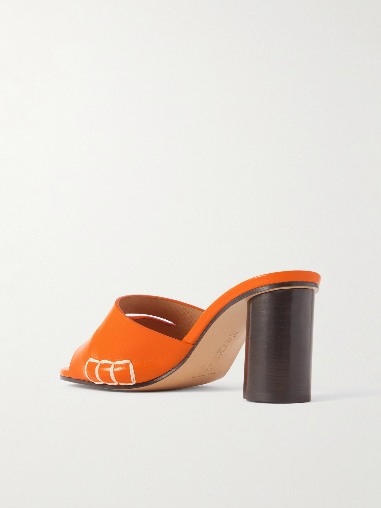Jw Anderson Loafer Whipstitched Leather Mules In Orange