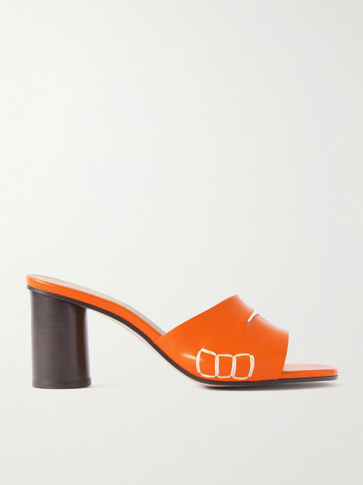 Jw Anderson Loafer Whipstitched Leather Mules In Orange