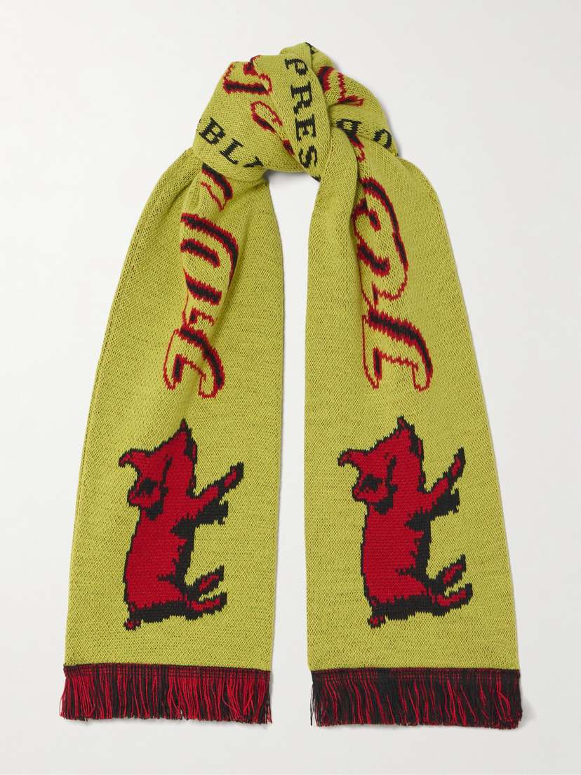 JW Anderson Fringed Jacquard-knit Scarf