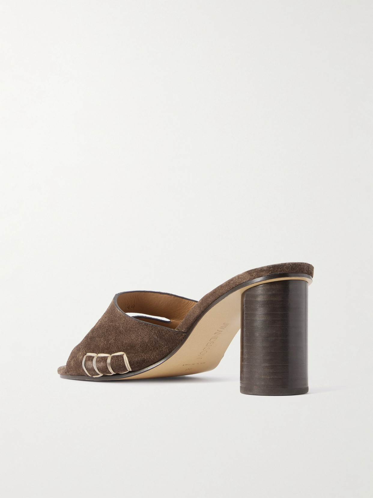 Jw Anderson Loafer Whipstitched Suede Mules In Brown