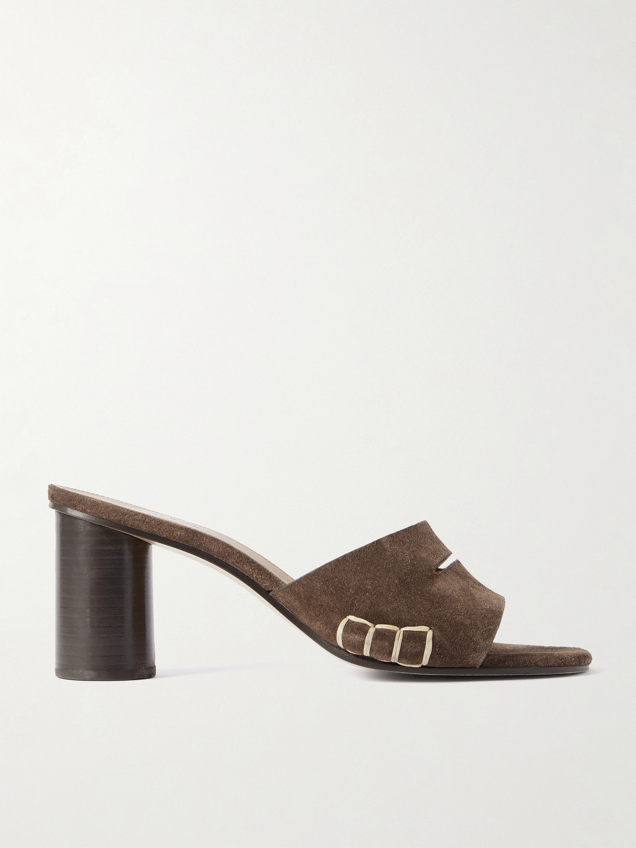 Jw Anderson Loafer Whipstitched Suede Mules In Brown
