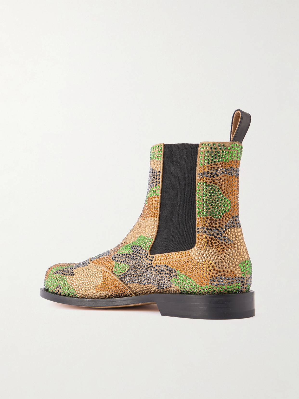 Crystal-Embellished Suede Chelsea Boots