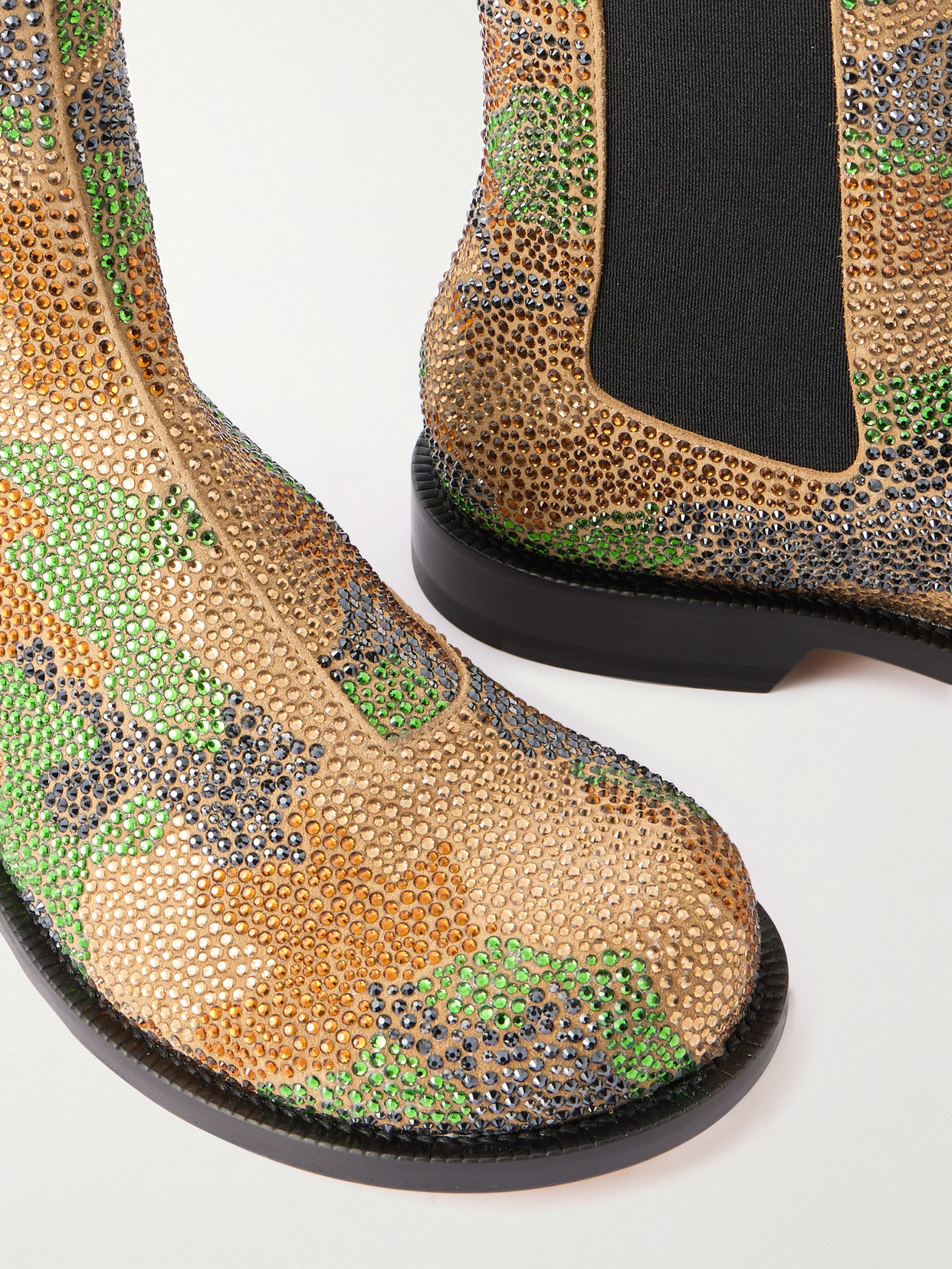Crystal-Embellished Suede Chelsea Boots