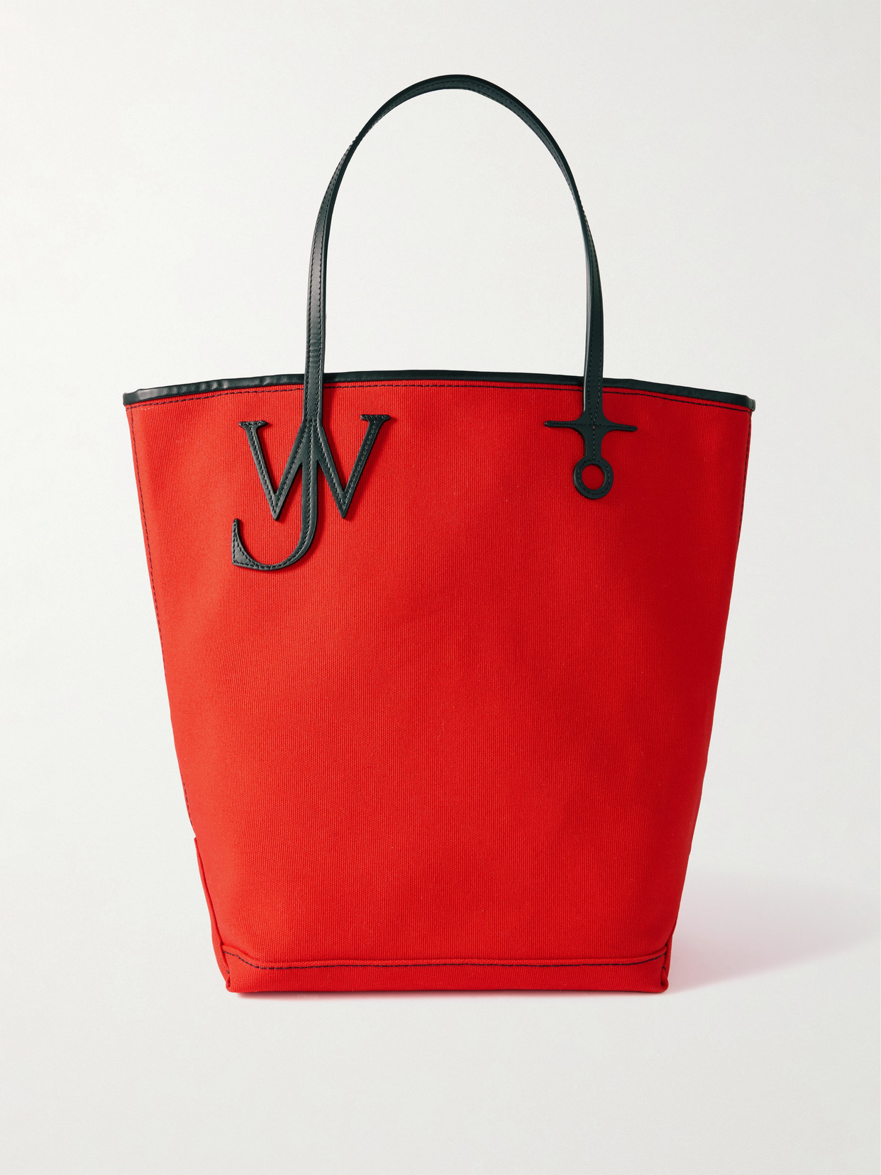 Jw Anderson Anchor Leather-trimmed Canvas Tote In Red